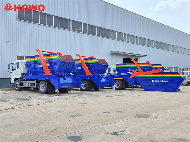 Howo skip loader trucks export to Ghana