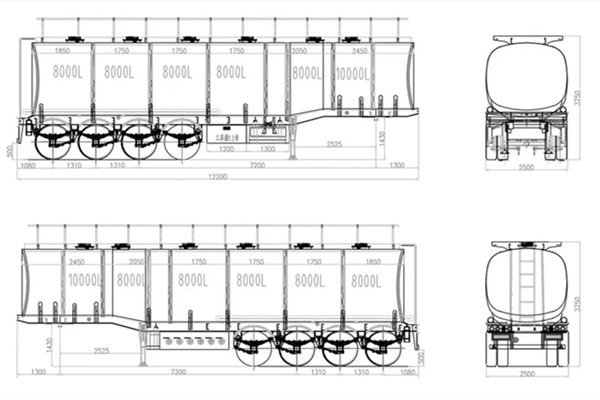 4-axle tanker semi-trailer drawing